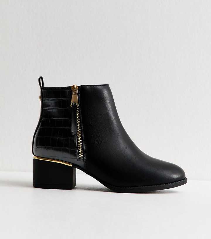 Wide Fit Black Zip Up Ankle Boots