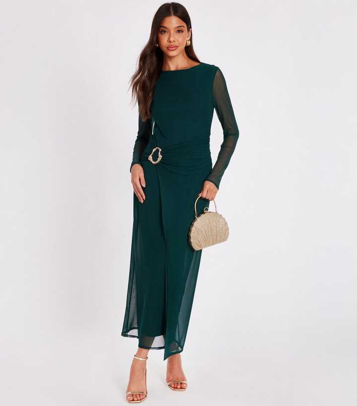 green emerald velvet dress Quiz Green Below Knee Length Dress UK 8- Tags On- Womenswear