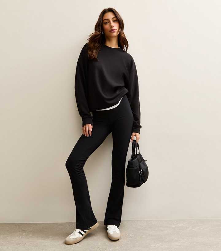 Tall Black High Waist Stretch Kick Flare Leggings