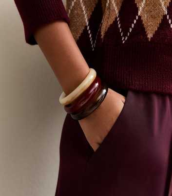 Pack Of 3 Brown Resin Bangles