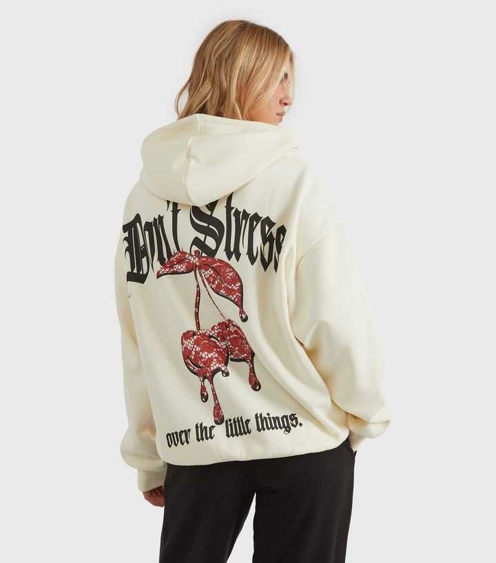 Skinnydip Cream Don't Stress Logo Hoodie