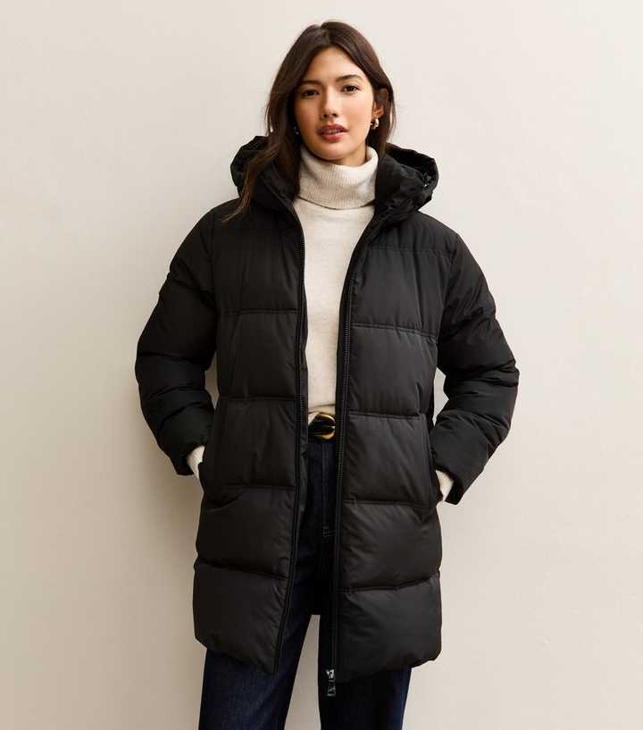 Black Midi Length Puffer Jacket