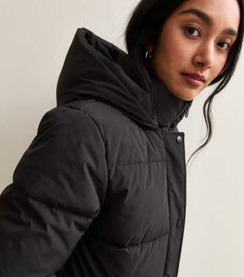 Black Panelled Longline Puffer Coat