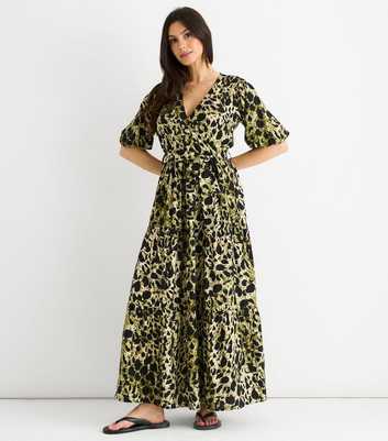 Gini London Green Animal Print Wrap Maxi Dress