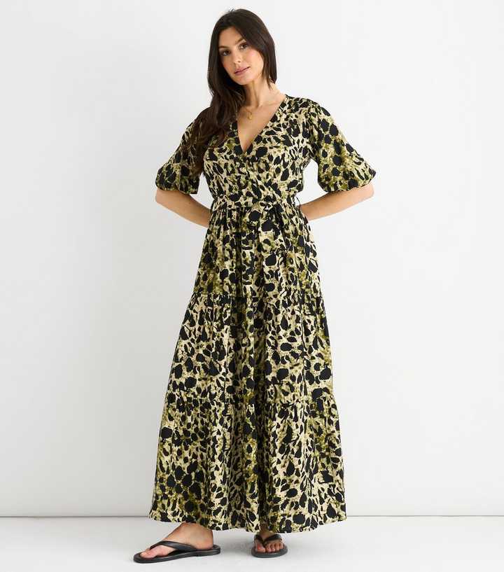 Gini London Green Animal Print Wrap Maxi Dress