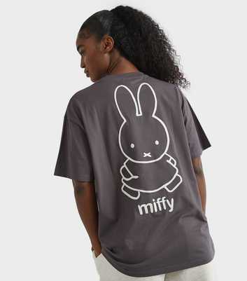 Skinnydip Grey Miffy Outline Print T-Shirt