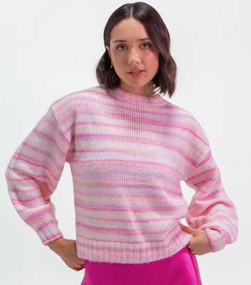 Sunshine Soul Light Pink Rainbow Stripe Balloon Sleeve Jumper