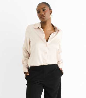 Gini London Cream Satin Loose Fit Shirt
