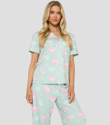 Loungeable Green Love You So Matcha Print Pyjama Set