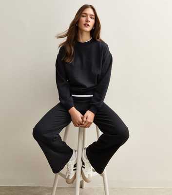 Black Drawstring Wide Leg Joggers
