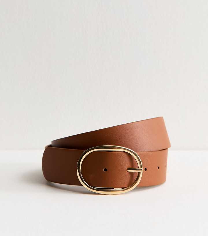 Tan Oval Buckle Belt