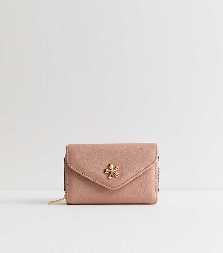 Pink Faux Leather Flower Purse