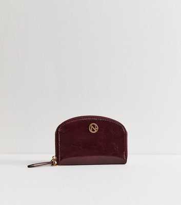 Dark Burgundy Faux Leather Curved Purse