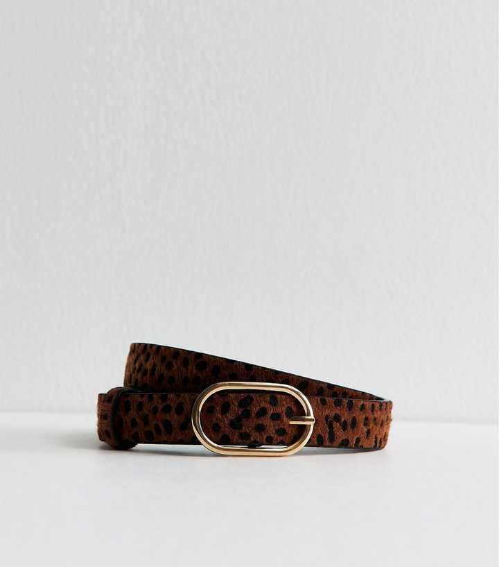 Brown Cheetah Pattern Skinny Belt