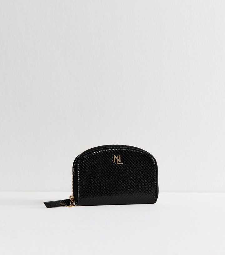 Black Lizard Pattern Faux Leather Purse
