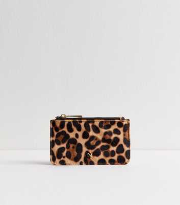 Brown Animal Print Zip Pocket Cardholder