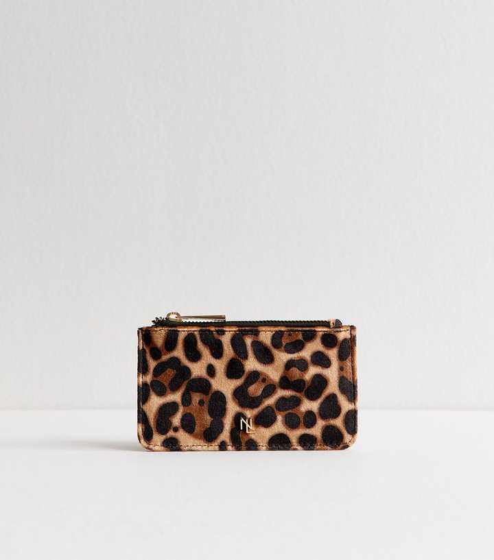 Brown Animal Print Zip Pocket Cardholder