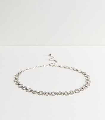 Silver Tone Diamante Chain Belt
