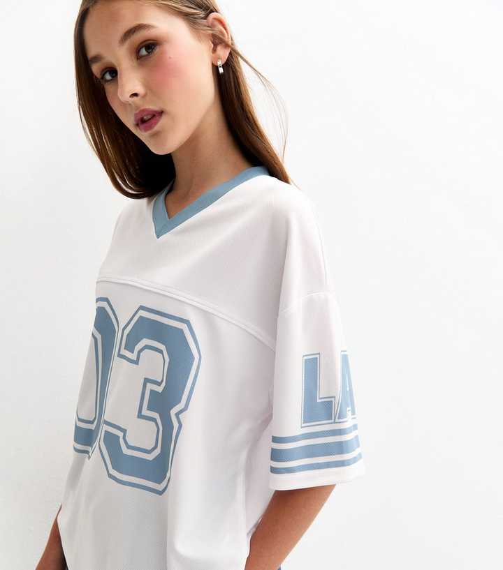 Girls White 03 Football Top