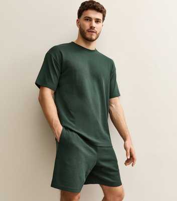 Dark Green Oversized Waffle Texture T-Shirt