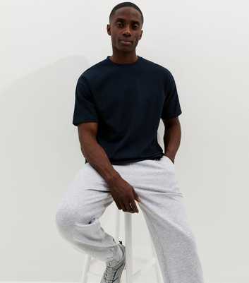 Navy Oversized Waffle Texture T-Shirt
