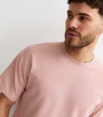 Pink Oversized Waffle Texture T-Shirt