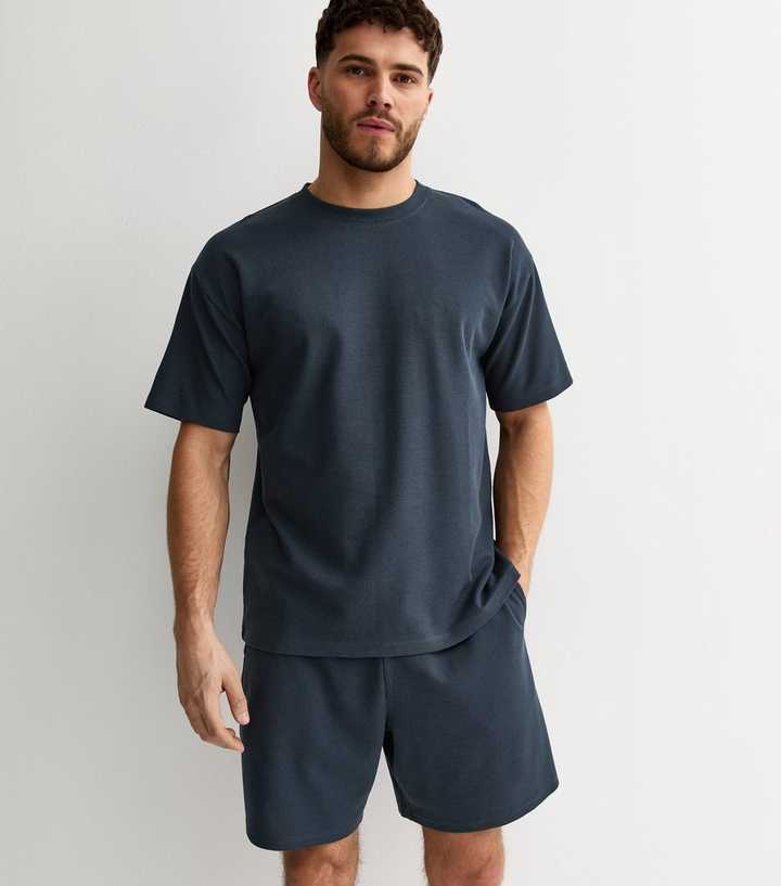 Navy Regular Waffle Texture Shorts