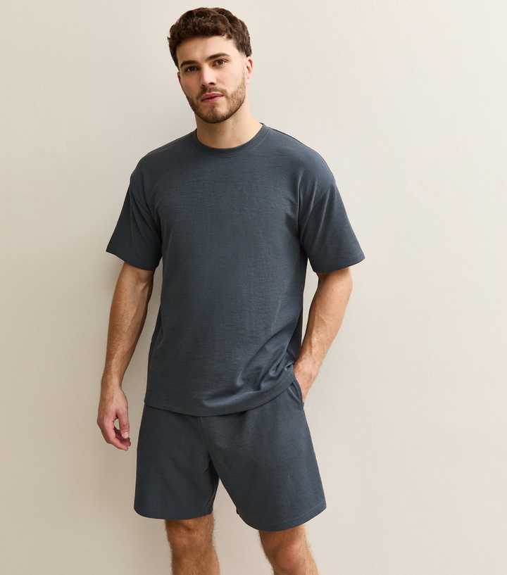 Dark Blue Regular Waffle Texture Shorts