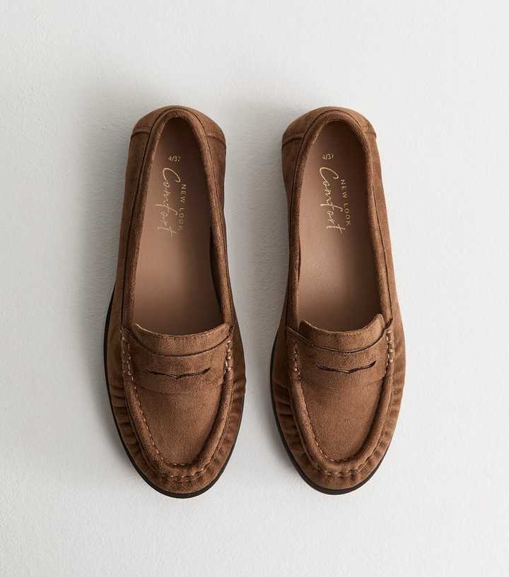 Tan Faux Suede Loafers