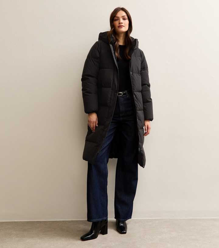 Tall Black Longline Puffer Coat