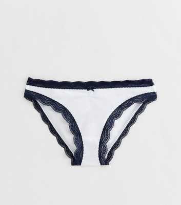 Girls White Contrast Trim Briefs