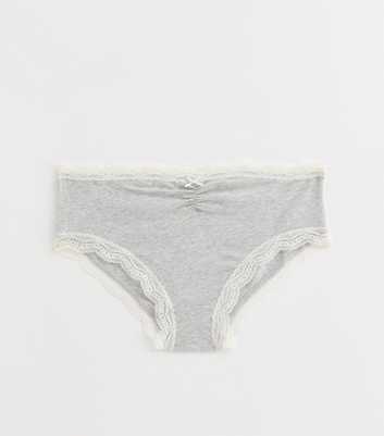 Girls Grey Contrast Trim Briefs