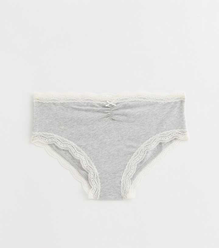 Girls Grey Contrast Trim Briefs