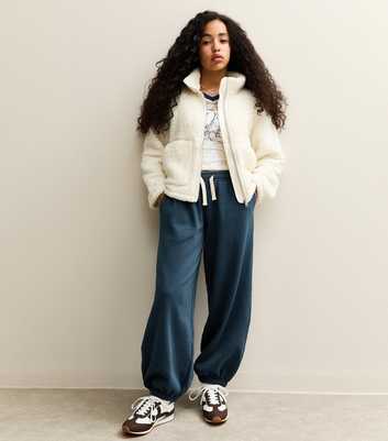 Girls Navy Oversized Joggers