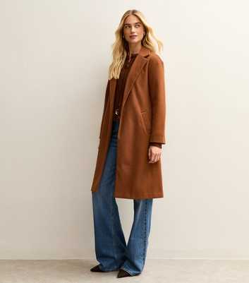 Tan Open Front Longline Coat