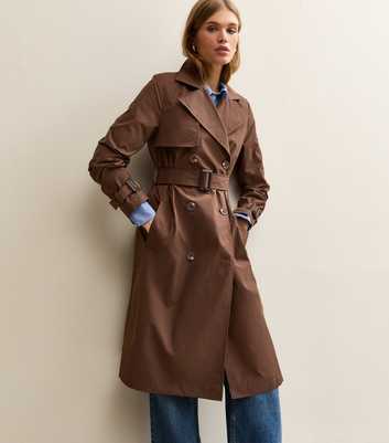 Dark Brown Double Breasted Trench Coat