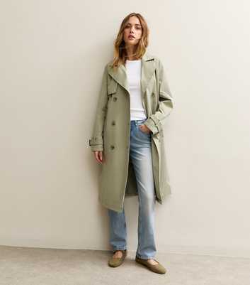 Light Khaki Double Breasted Trench Coat