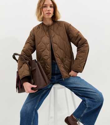 Dark Brown Quilted Padded Jacket