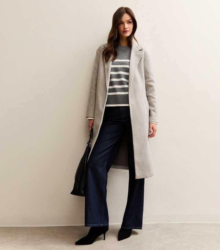 Tall Light Grey Longline Formal Coat
