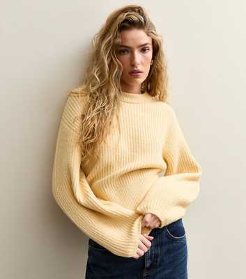 Yellow Ribbed Knit Long Sleeve Jumper