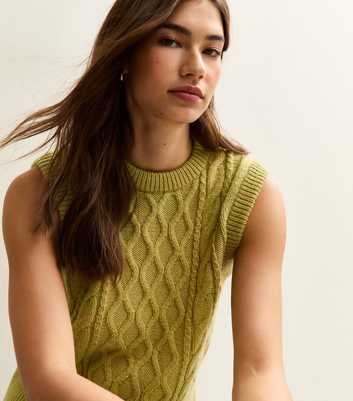 Bright Green Cable Knit Vest