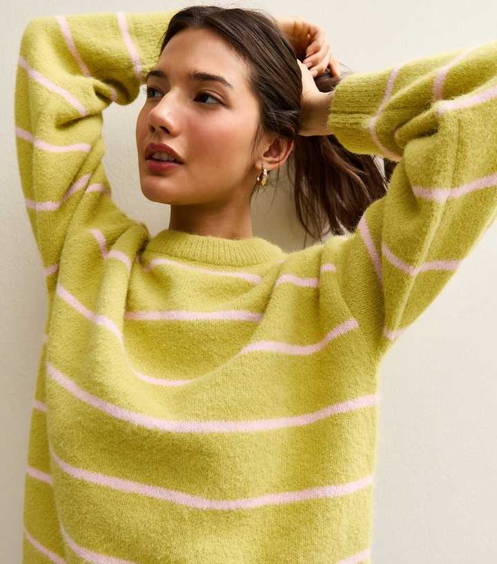 Green Thin Stripe Midweight Knit Jumper