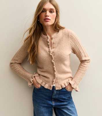 Cream Frilly Button Front Cardigan