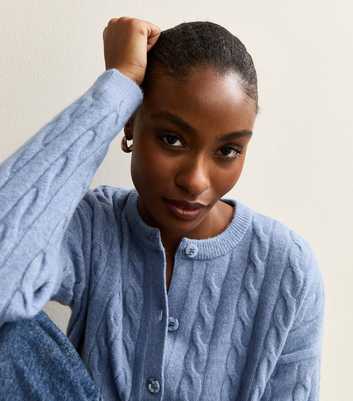 Mid Blue Cable Knit Cardigan