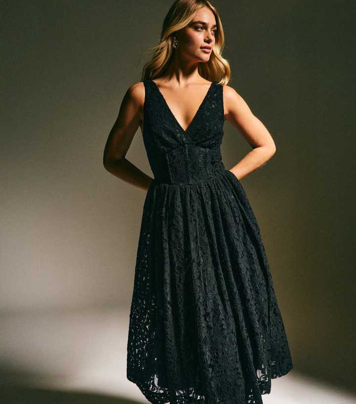 Black Lace Corset Midi Dress | New Look Black Lace Corset Midi Dress | New Look