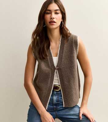 Mink Blanket Stitch Knit Waistcoat