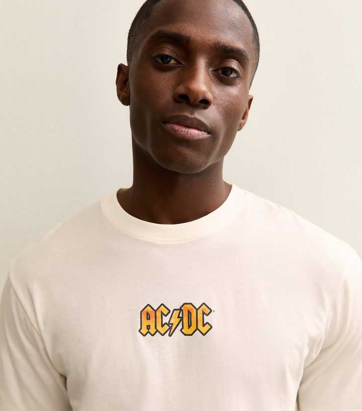 Only & Sons Cream Relaxed ACDC Logo T-Shirt