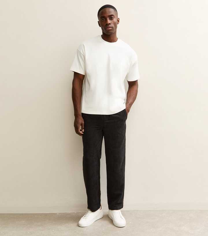 Only & Sons Black Corduroy Straight Trousers