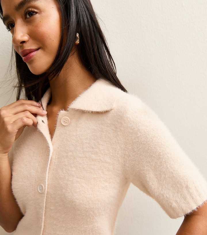 Petite Off White Fluffy Short Sleeve Shirt