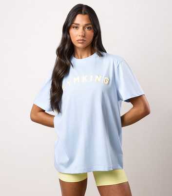 Gym King Light Blue Logo Appliqued T-Shirt